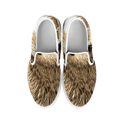 Labrador Retriever And Puppy Print White Slip On Shoes