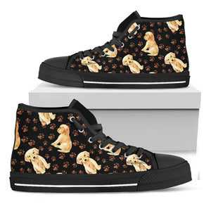 Labrador Retriever Puppy Pattern Print Black High Top Shoes