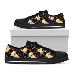 Labrador Retriever Puppy Pattern Print Black Low Top Shoes