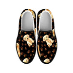 Labrador Retriever Puppy Pattern Print Black Slip On Shoes