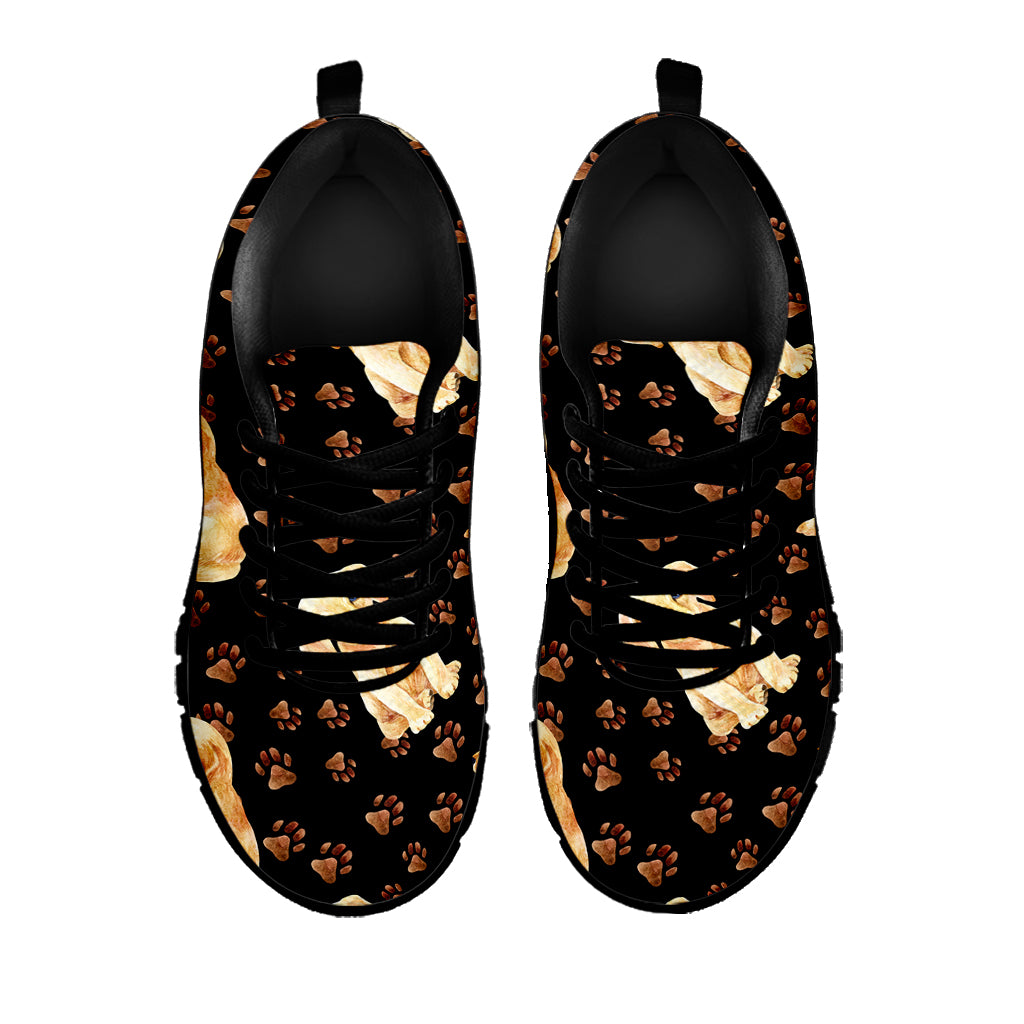 Labrador Retriever Puppy Pattern Print Black Sneakers