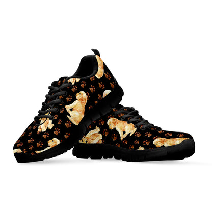 Labrador Retriever Puppy Pattern Print Black Sneakers