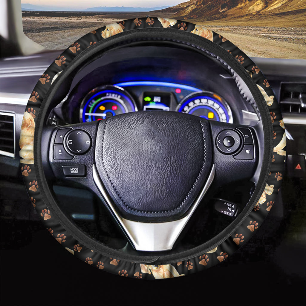 Labrador Retriever Puppy Pattern Print Car Steering Wheel Cover