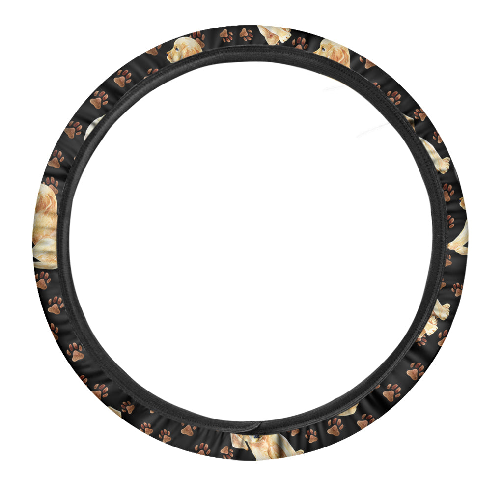 Labrador Retriever Puppy Pattern Print Car Steering Wheel Cover