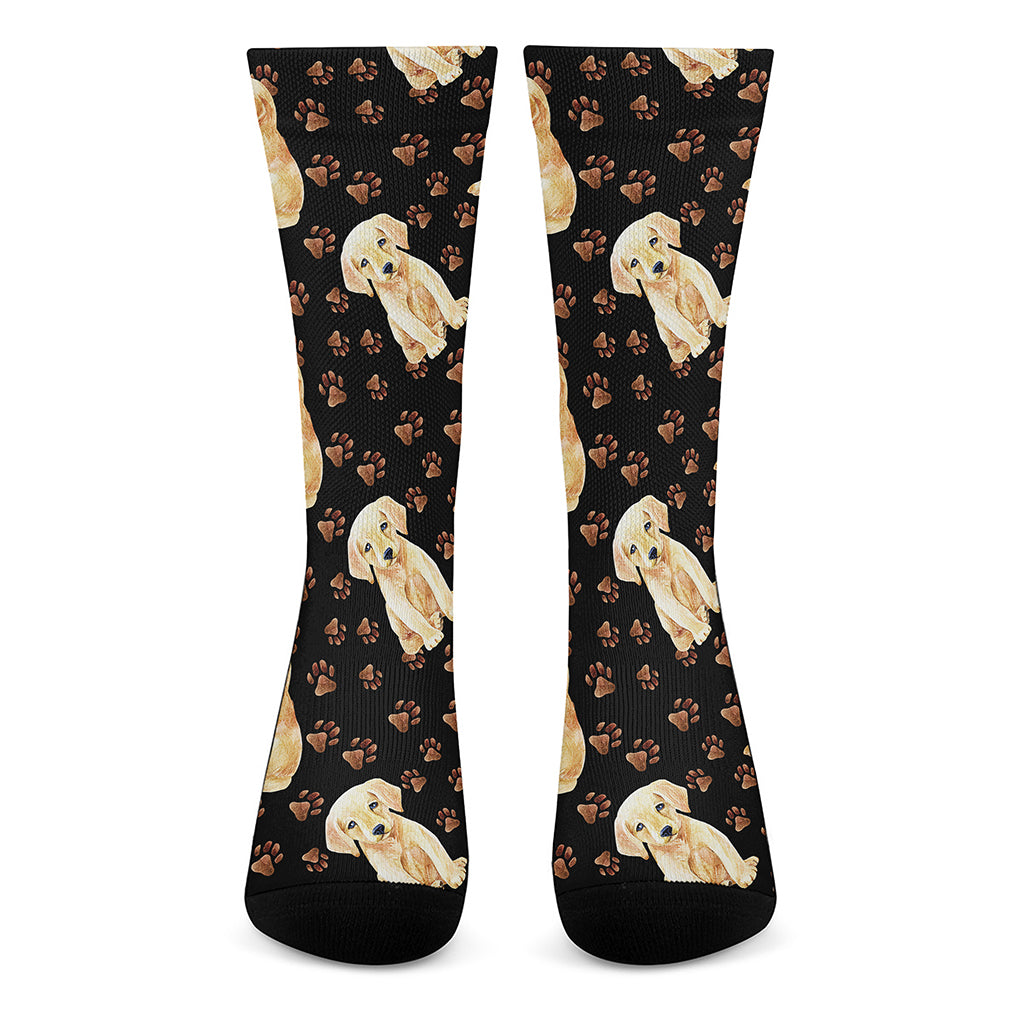 Labrador Retriever Puppy Pattern Print Crew Socks