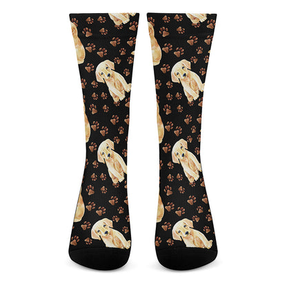 Labrador Retriever Puppy Pattern Print Crew Socks