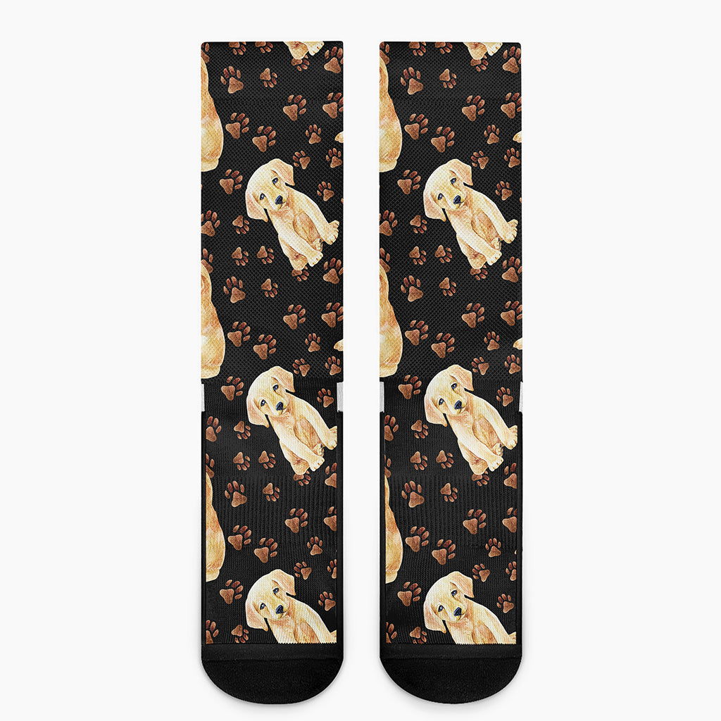 Labrador Retriever Puppy Pattern Print Crew Socks