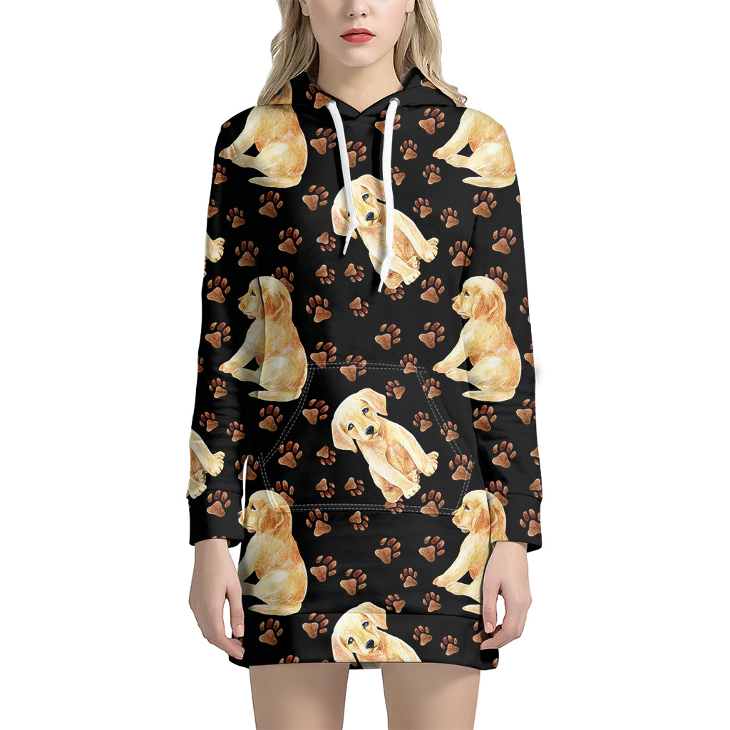 Labrador Retriever Puppy Pattern Print Hoodie Dress