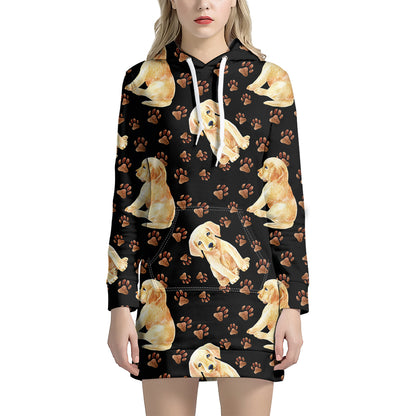 Labrador Retriever Puppy Pattern Print Hoodie Dress
