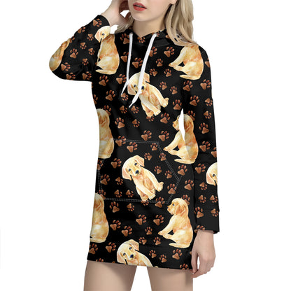 Labrador Retriever Puppy Pattern Print Hoodie Dress