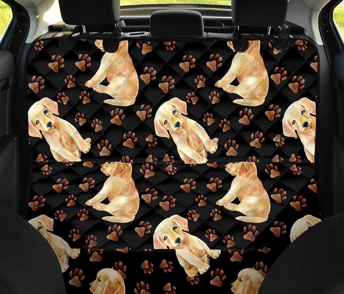 Labrador Retriever Puppy Pattern Print Pet Car Back Seat Cover