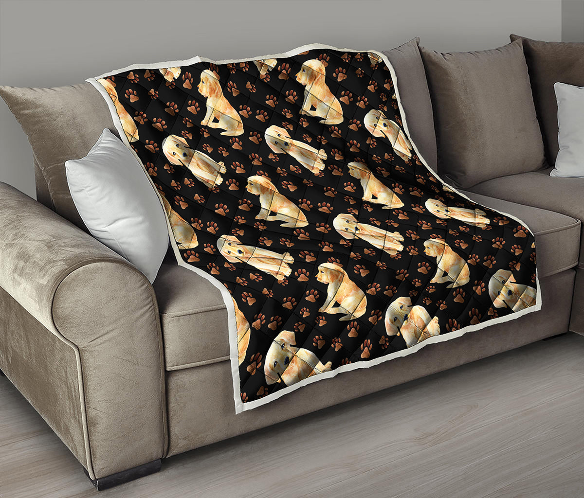 Labrador Retriever Puppy Pattern Print Quilt