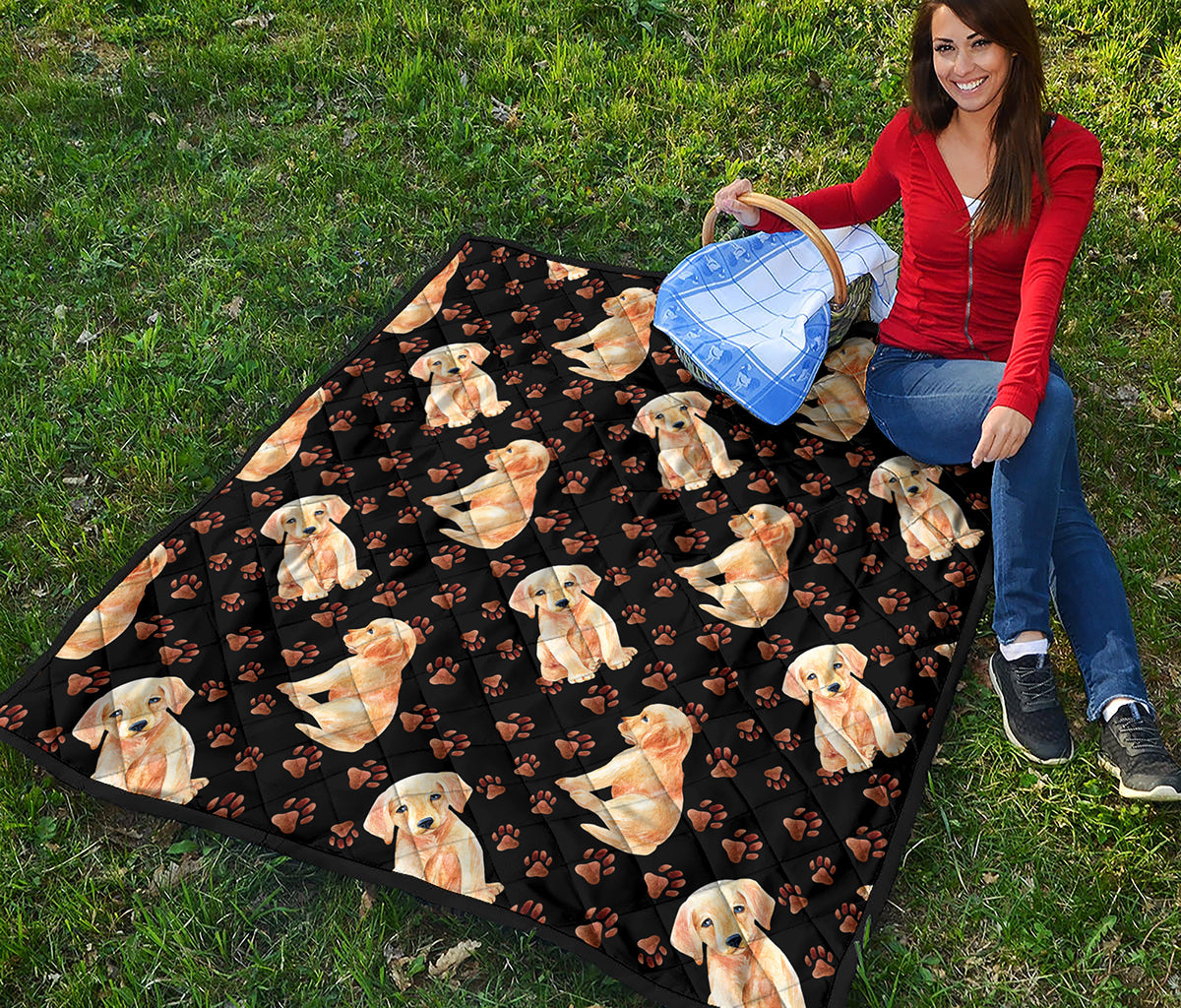 Labrador Retriever Puppy Pattern Print Quilt