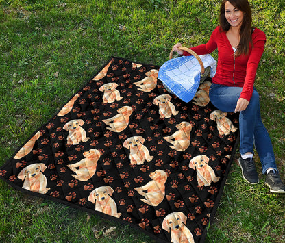 Labrador Retriever Puppy Pattern Print Quilt