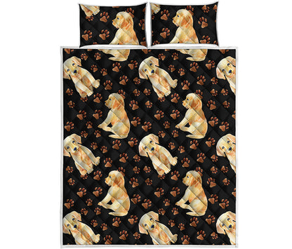 Labrador Retriever Puppy Pattern Print Quilt Bed Set