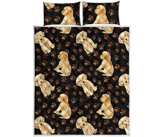 Labrador Retriever Puppy Pattern Print Quilt Bed Set
