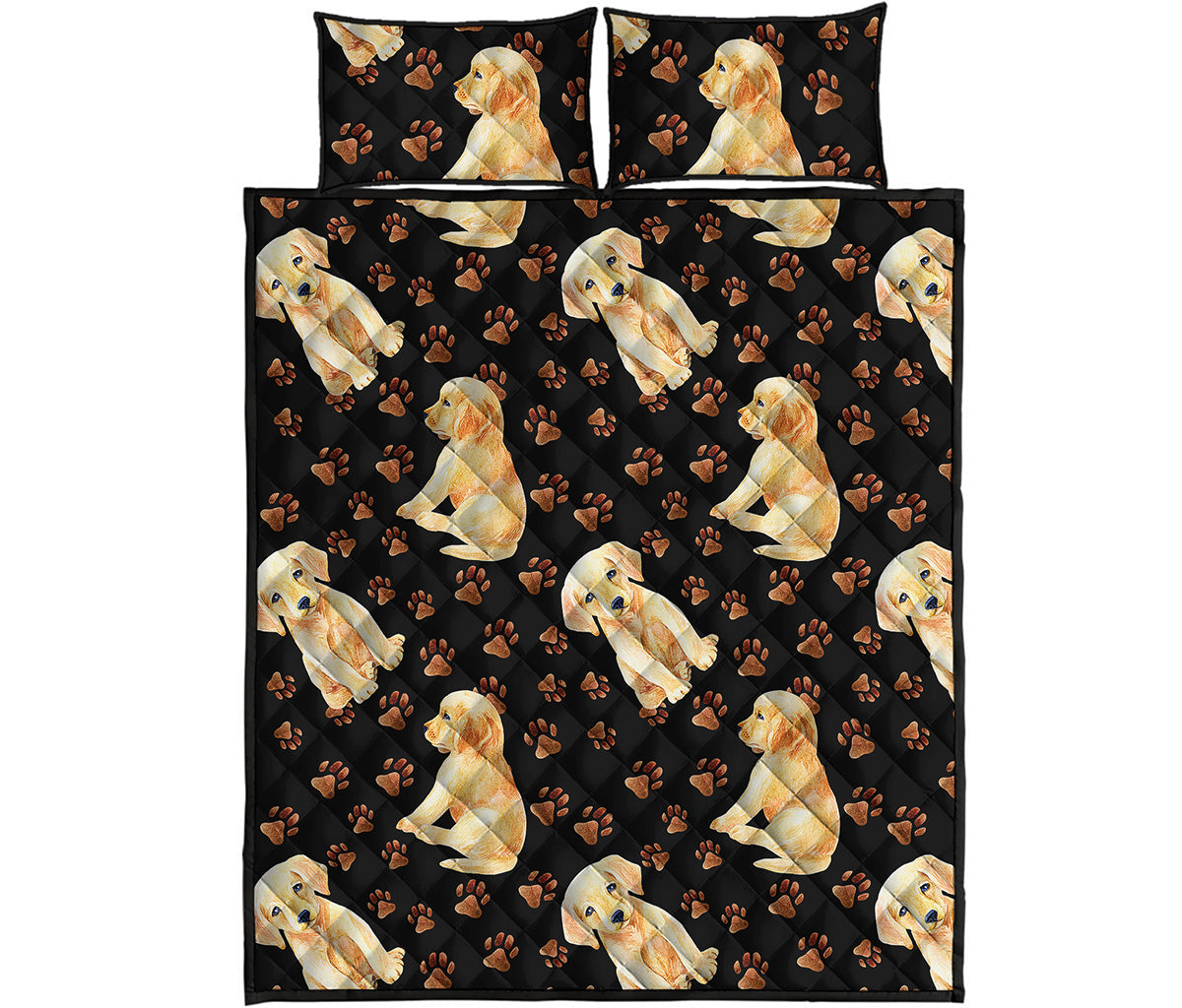 Labrador Retriever Puppy Pattern Print Quilt Bed Set
