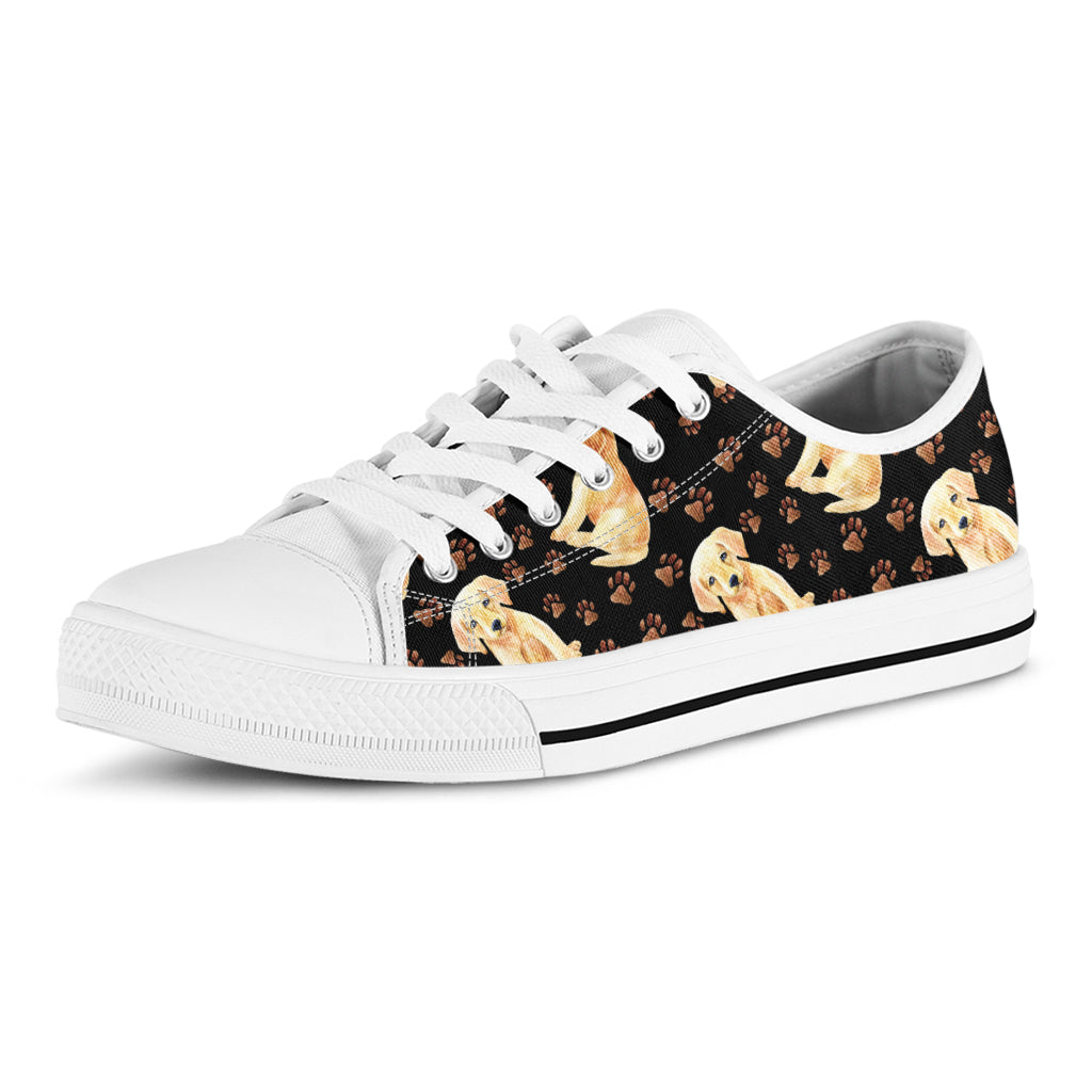 Labrador Retriever Puppy Pattern Print White Low Top Shoes