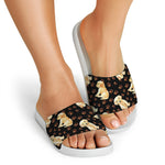Labrador Retriever Puppy Pattern Print White Slide Sandals