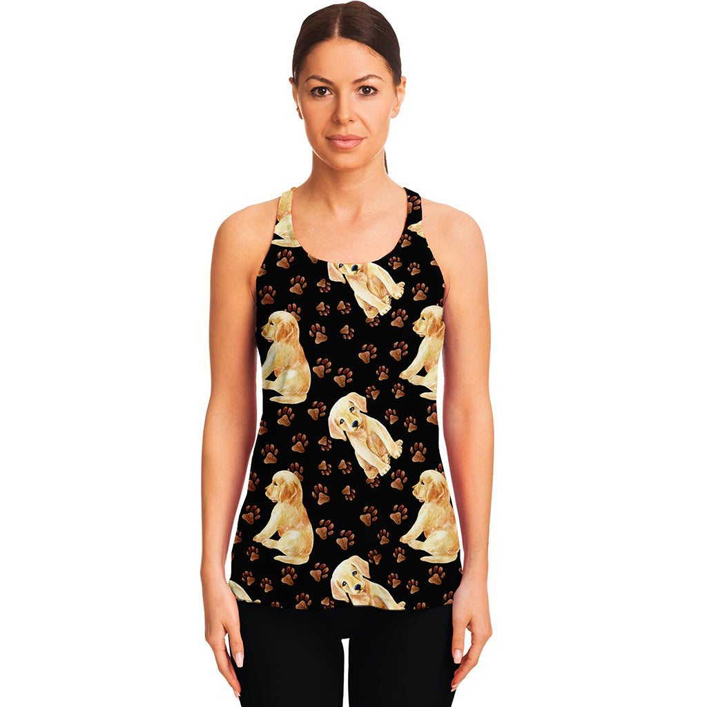 Labrador Retriever Puppy Pattern Print Women's Racerback Tank Top