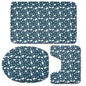 Lacrosse Equipment Pattern Print 3 Piece Bath Mat Set