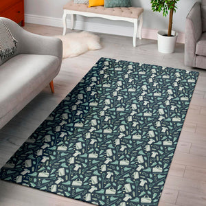 Lacrosse Equipment Pattern Print Area Rug