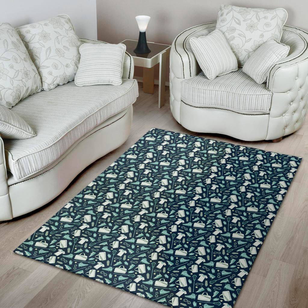 Lacrosse Equipment Pattern Print Area Rug