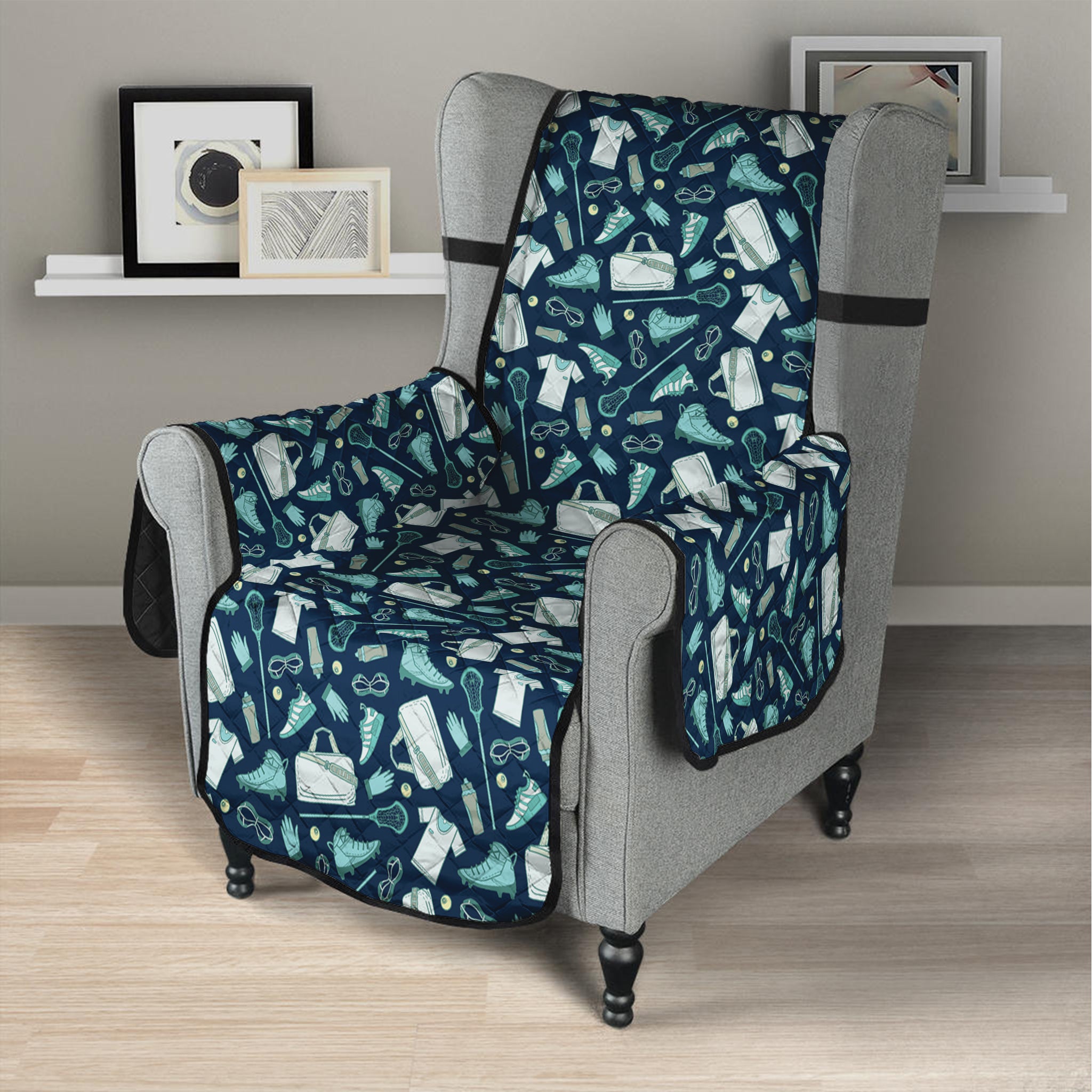 Lacrosse Equipment Pattern Print Armchair Protector