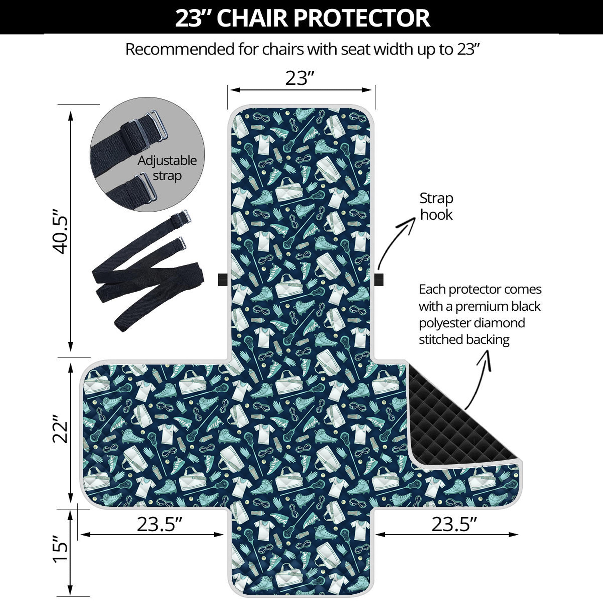 Lacrosse Equipment Pattern Print Armchair Protector