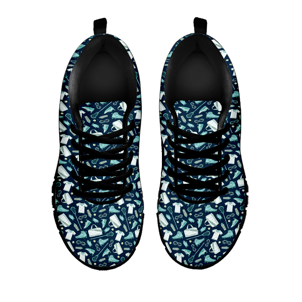 Lacrosse Equipment Pattern Print Black Sneakers