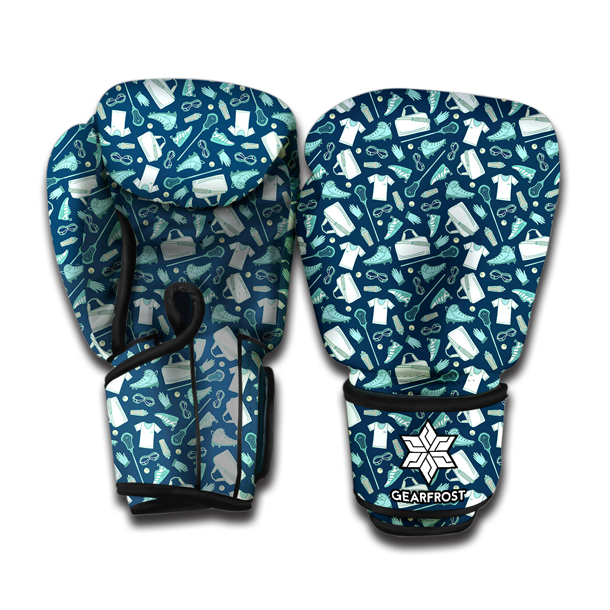 Lacrosse Equipment Pattern Print Boxing Gloves