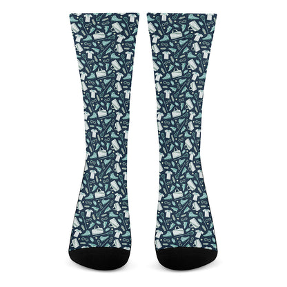 Lacrosse Equipment Pattern Print Crew Socks