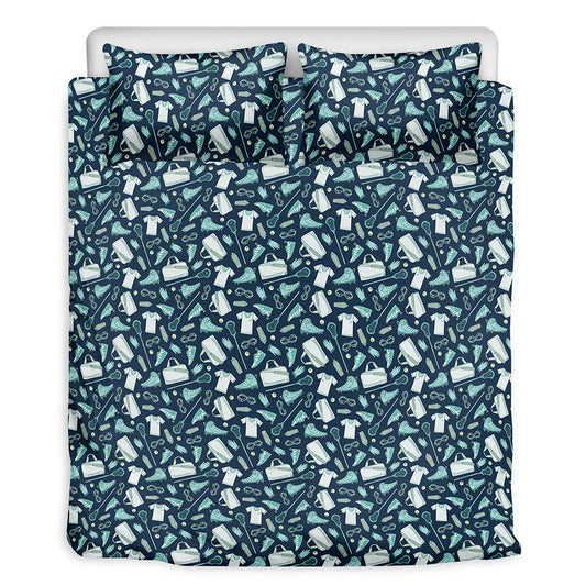 Lacrosse Equipment Pattern Print Duvet Cover Bedding Set