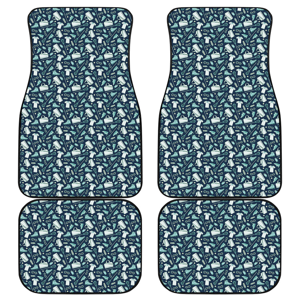 Lacrosse Equipment Pattern Print Front and Back Car Floor Mats