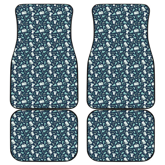 Lacrosse Equipment Pattern Print Front and Back Car Floor Mats