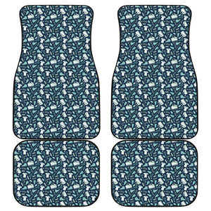 Lacrosse Equipment Pattern Print Front and Back Car Floor Mats