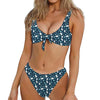 Lacrosse Equipment Pattern Print Front Bow Tie Bikini