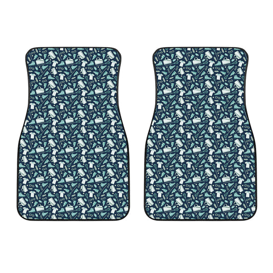 Lacrosse Equipment Pattern Print Front Car Floor Mats