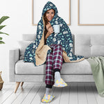 Lacrosse Equipment Pattern Print Hooded Blanket