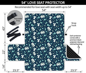 Lacrosse Equipment Pattern Print Loveseat Protector