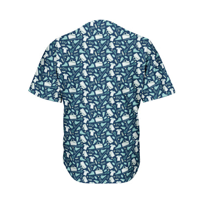 Lacrosse Equipment Pattern Print Men's Baseball Jersey