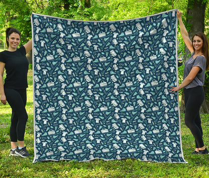 Lacrosse Equipment Pattern Print Quilt