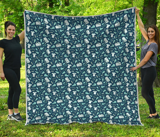 Lacrosse Equipment Pattern Print Quilt