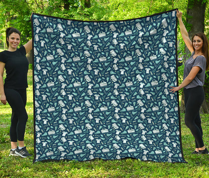 Lacrosse Equipment Pattern Print Quilt