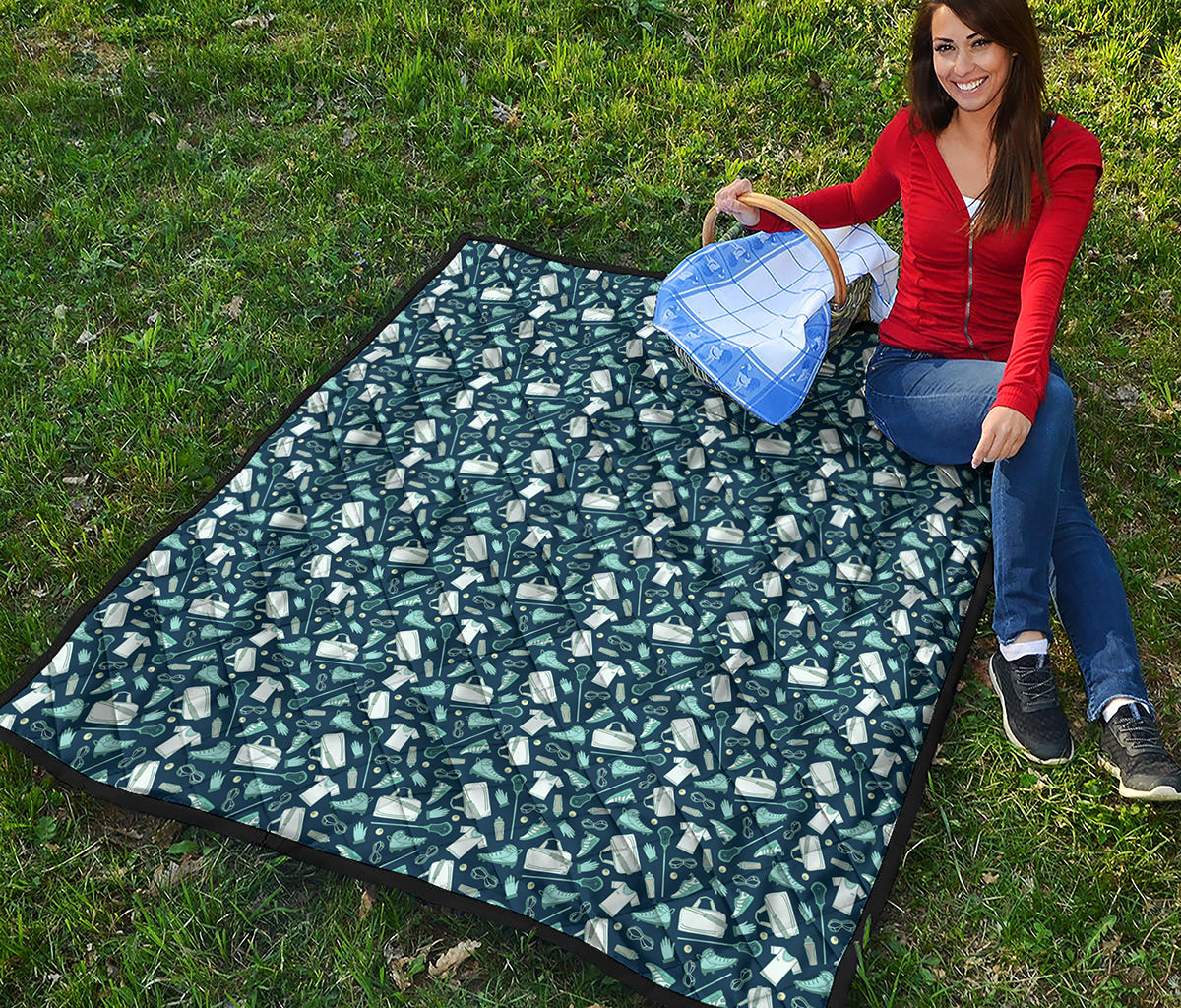 Lacrosse Equipment Pattern Print Quilt