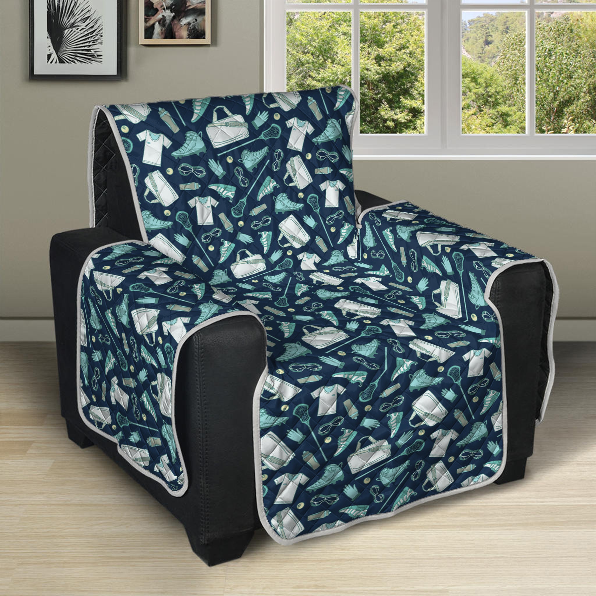 Lacrosse Equipment Pattern Print Recliner Protector