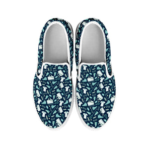 Lacrosse Equipment Pattern Print White Slip On Shoes