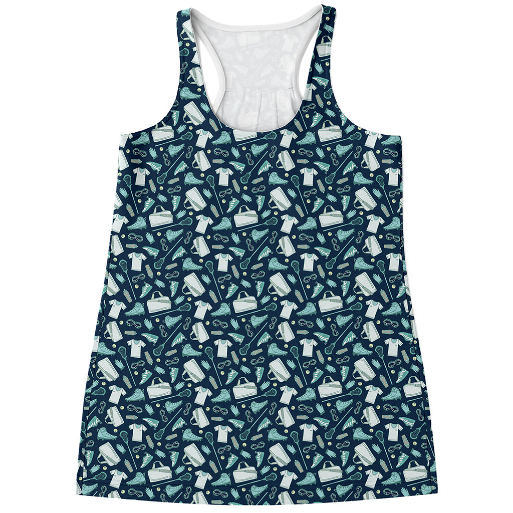 Lacrosse Equipment Pattern Print Women's Racerback Tank Top