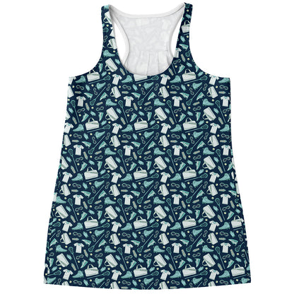 Lacrosse Equipment Pattern Print Women's Racerback Tank Top