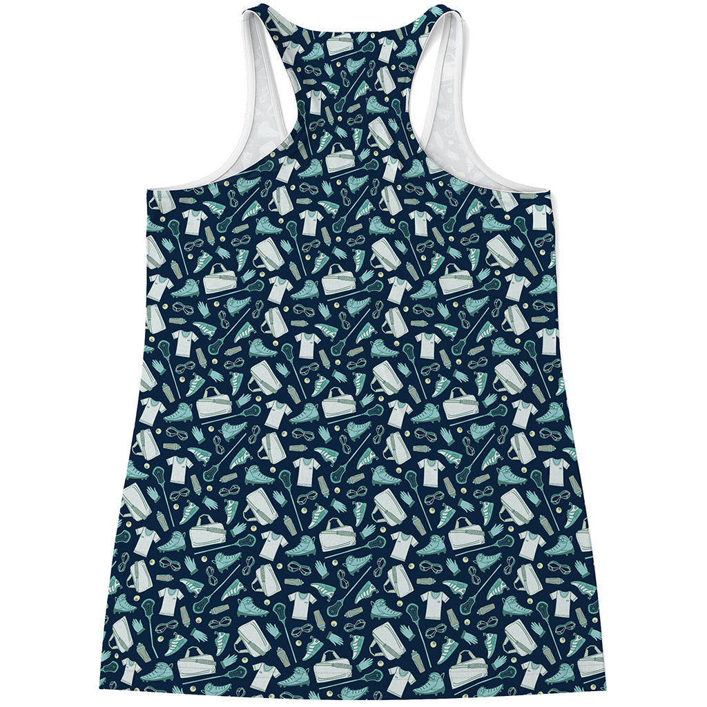 Lacrosse Equipment Pattern Print Women's Racerback Tank Top